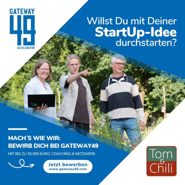 Mach’s wie wir: Bewirb dich jetzt bei GATEWAY49 und starte mit deiner StartUp Idee durch //

Du hast innovative Ideen, möchtest die Zukunft von Schleswig-Holstein mitgestalten und bist bereit für Dein StartUp-Abenteuer? Dann mach’s wie wir und bewirb Dich bei @gateway49 –  Denn GATEWAY49 unterstützt Deine Gründung mit bis zu 35.000 Euro pro Early Stage Team und 5.000€ pro Later Stage Team, einem 9-monatigen Coaching und einem starken Netzwerk im Norden! 🚀

➡️ Bewirb dich jetzt auf www.gateway49.com für Batch 6 des GATEWAY49-Accelerator Programms bis 15.1.2024 (23:59 Uhr)

Wer kann sich bewerben?

💡 Early Stage StartUps in einem frühen Entwicklungsstadium, d.h. noch vor der Gründung, in der Phase der Produktentwicklung oder des Markteintritts

💡 Later Stage StartUps, die bereits weiter fortgeschritten sind, d.h. bereits ein funktionierendes Produkt oder eine etablierte Kundenbasis haben und sich auf die Skalierung konzentrieren

GATEWAY49 sucht nach visionären Köpfen in den Bereichen:

🚀 Raumfahrt

🏥 Medizintechnik

🚚 Logistik

🌆 Smart City

🍲 Nahrungsmittelindustrie

🏗️ Bauwirtschaft

☀️ Energiewirtschaft

Neben diesen Fokusbranchen ist der Accelerator immer offen für viele weiteren Ideen z.B. aus den Bereichen Künstliche Intelligenz, autonome Systeme, maritime Technologien, 3D-Druck, Cloud Computing, Internet of Things, Big Data, Robotik, Lifestyle & Freizeit uvm

Was hat Euer StartUp davon?

Die Gewinnerteams erhalten unter anderem:

🌟 Coaching: ein neunmonatiges Coaching-, Mentoring und Ausbildungsprogramm

🌟 Kapital: Je Early Stage Team bis zu 35.000€ und je Later Stage Team 5.000€ – ohne Abgabe von Anteilen

🌟 Support & Netzwerk: Zugang zu einem großen Netzwerk aus Mentor:innen, Hochschulen, Unterstützern uvm, unsere Infrastruktur & CoWorking

 

Ausführliche Informationen zum Bewerbungsprozess findest du auf der Webseite unter www.gateway49.com/bewerbung

 

#GATEWAY49 #GW49 #StartUp #lübeck #Accelerator #gründer #gründerszene #gründerinnen #startups #gründen #gründungsunterstützung #SchleswigHolstein
#TomUndChili